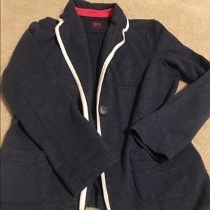 5/$10 SO Navy & White Fabric Medium Blazer